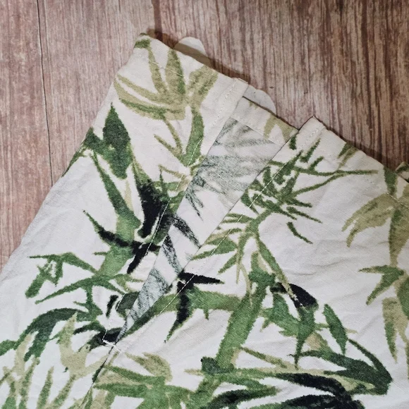 J. Jill Cream and Green Leaf Print Linen Blend Pants Sz M Petite - Picture 7 of 7